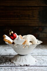 christmas cookies on a white plate - xmas greeting card