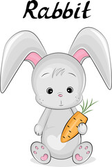 cute gray rabbit with carrot