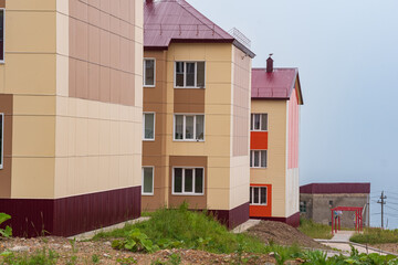 cityscape of the village of Yuzhno-Kurilsk on the island of Kunashir
