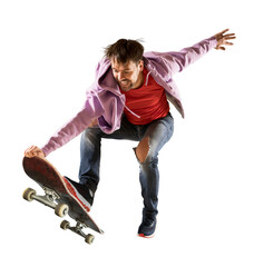 Skateboarder doing a jumping trick isolated © Andrey Burmakin