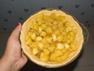 preparation for Home made and healthy baked apple pie.