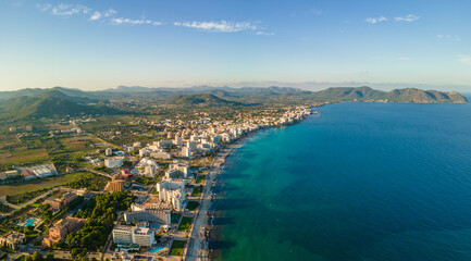 Cala Millor Beach & Shoreline from Drone, Mallorca Aerial Photos, Spain