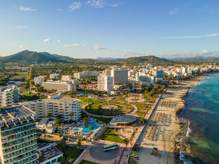 Cala Millor Beach & Shoreline from Drone, Mallorca Aerial Photos, Spain