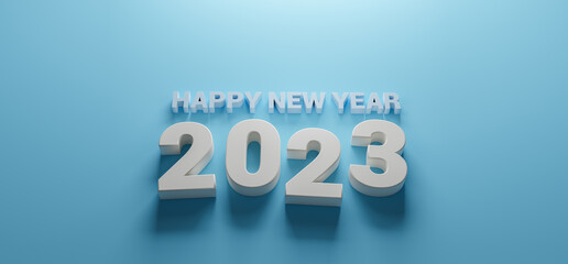 New Year 2023 blue background with 3d letters