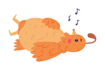 Quail Bird with Crest and Feathers Lying on the Ground and Singing Vector Illustration