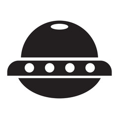 Alien spaceship icon vector design template in black color isolated sign on white background