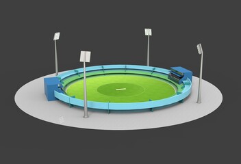 Cricket 3d render stadium top side view