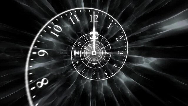 Dark gothic spiral time clock dial flow tunnel rotation