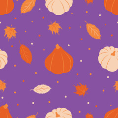 Cute hand drawn pumpkin seamless pattern, hand drawn pumpkins is great for Thanksgiving background, textiles, banners, wallpapers, wrapping