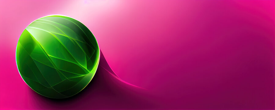 Abstrakter Hintergrund mit grüner Kugel Gradient magenta, grün