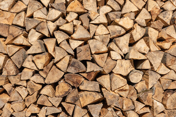 Stack of firewood in the rural place