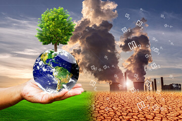 Carbon Neutral Reduction Concept to Prevent Global Warming. Reducing greenhouse gas emissions CO2...