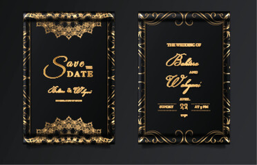 Fototapeta na wymiar luxury elegant wedding invitation template design set