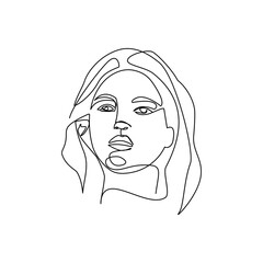 Vector illustration of a female portrait drawn in line-art style