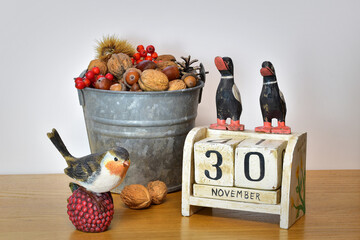 November 30 calendar date autumn composition. 