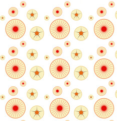 Simple noiseless pattern in Japanese style. Yellow abstract flowers on a white background. Wallpaper design, background, textiles, packaging. Vector illustration.