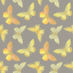 bright watercolor butterflies, seamless pattern, abstract background