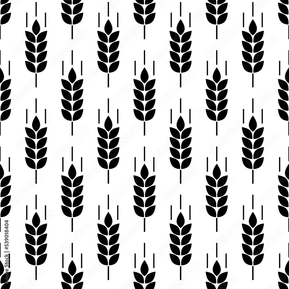Poster wheat seamless pattern. repeating malt texture. repeated black bakery on white background. repeat ba