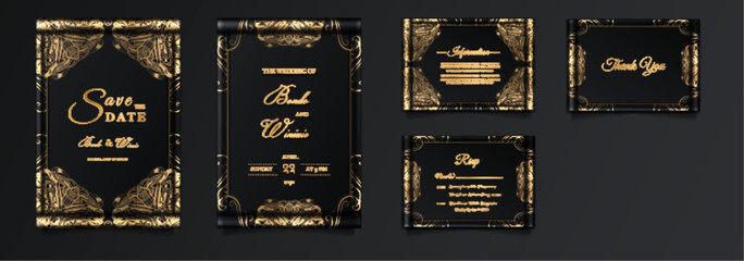 luxury vintage wedding invitation set