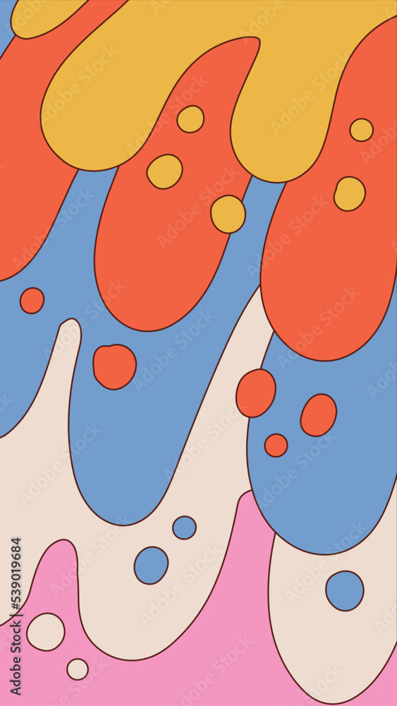 Poster retro 60s wave with drops background for phoe screen. abstract 60s pattern. psychedelic retro wave w