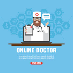 Doctor online consultation medical concept design flat