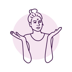 Female emotion confusion color line illustration