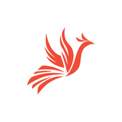 Flying Phoenix Fire Bird abstract Logo design vector template.