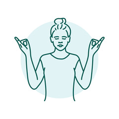 Calm girl color line illustration