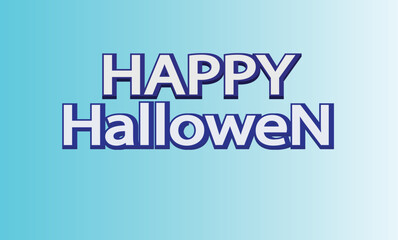 Happy Hallowen Text Effect Banner Design With Blue  Background and  Yellow Color Fonts, Text Effect Banner Design For Media Channel Poster.