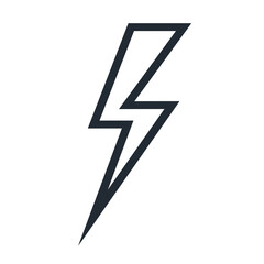 Lightning icon isolated on white background line style for wireless charging, electricity power symbol, thunder logo, high voltage sign, poster, t shirt. Flash light sign vector 10 eps