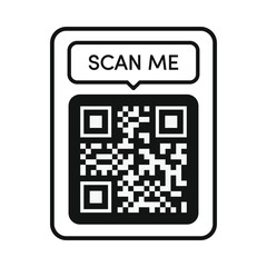 Qr code frame black color. Scan me tag. Qr code mock up. Barcode smartphone id icon, mobile payment and identity isolated on white background. Vector 10 eps