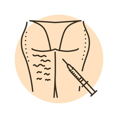 Lipolytics in the buttocks color line illustration