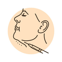 Lipolytic injections into the chin color line illustration