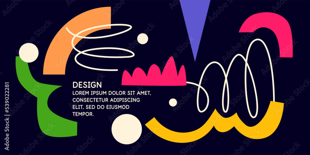 Poster modern geometric composition of various shapes. illustration for design. abstract background in the 