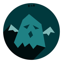 ghost with wings. icon in flat style ghost with wings. flat blue with long shadow logo. halloween icon. web browser icon.