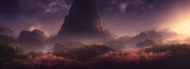 This is a gorgeous and high-resolution 3D illustration of a calming, darker landscape. Choose this wallpaper if you like a variety of vibrant colors and would like something that is relaxing to look a