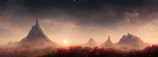 This is a gorgeous and high-resolution 3D illustration of a calming, darker landscape. Choose this wallpaper if you like a variety of vibrant colors and would like something that is relaxing to look a