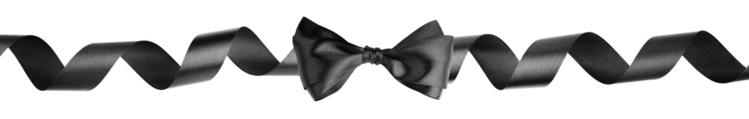 Black ribbon bow isolated on white - 539023207