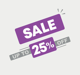 25% off. Sale banner, discount. For offers and promotions. Vector illustration