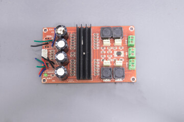 amplifier circuit board with red circuit board