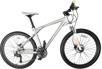 A white mountain bike isolated on white background