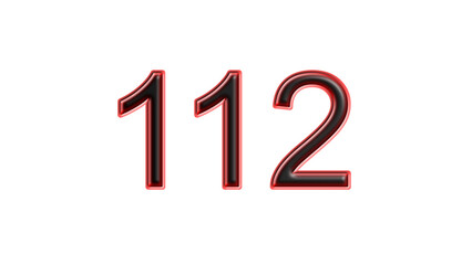 red 112 number 3d effect white background