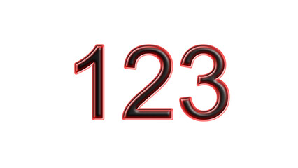 red 123 number 3d effect white background