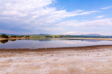 View of gialova lagoon. The gialova lagoon is one of the most important wetlands in Europe.
