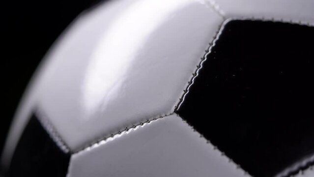 Black White Soccer Ball Shot Closeup, Football