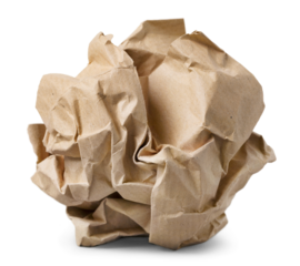 Crumbled paper ball isolated over the white background