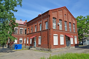 Fototapeta na wymiar Post office building (former girls' school, 1872). Chernyakhovsk, Kaliningrad region