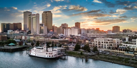 City of New Orleans with cloudy sky