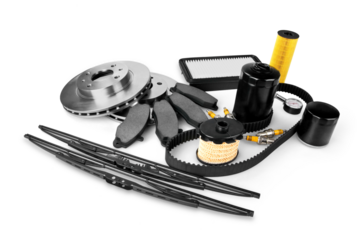 Car accessories elements isolated on white