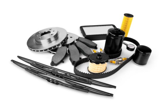 Car accessories elements isolated on white